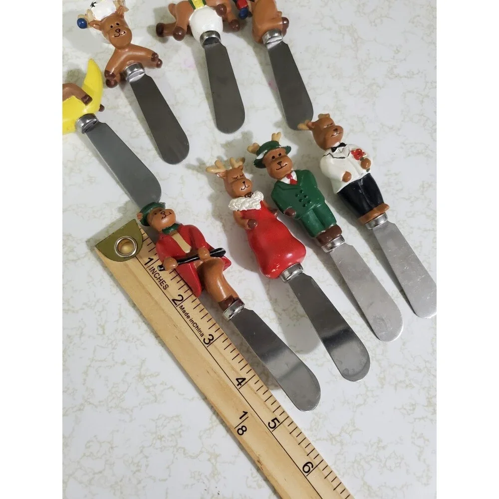 Vintage Set of Four 8 Ritzy Reindeer Cheese/Butter Spreaders Charcuterie